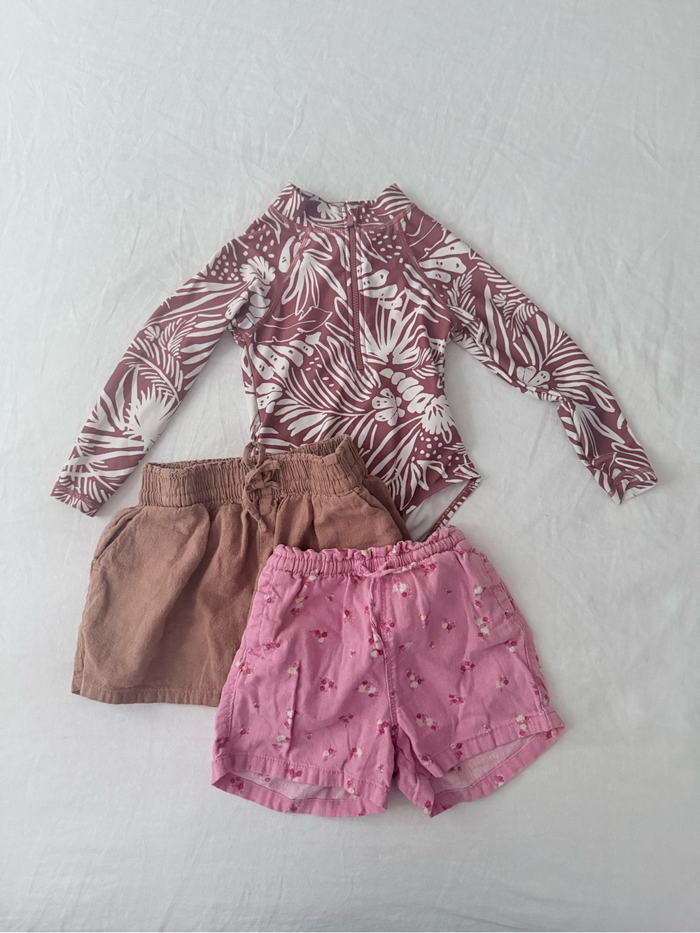 H&M Girls Smocked Shorts Set - Dusty Rose
